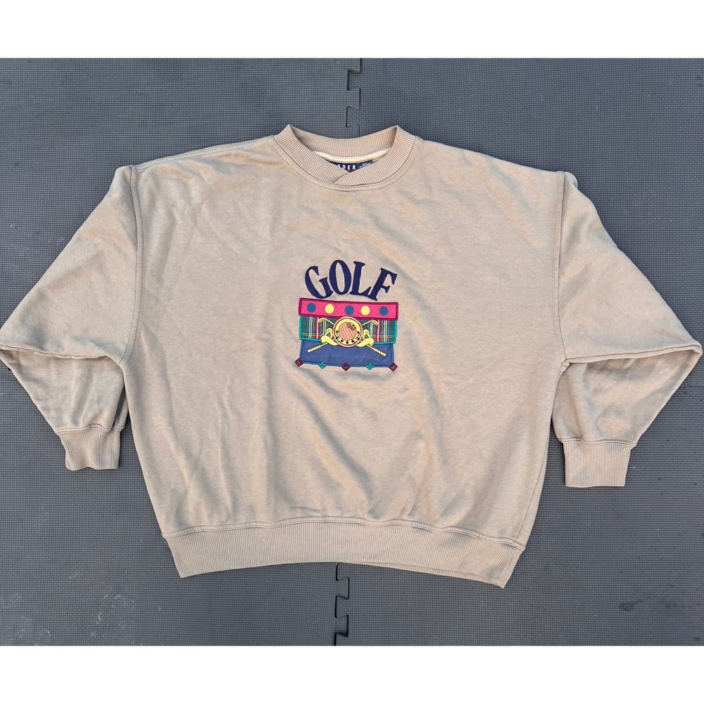 Vintage Trader Bay Golf Embroidered Beige‎ Crewneck Sweatshirt - 2XL Y2K 90s